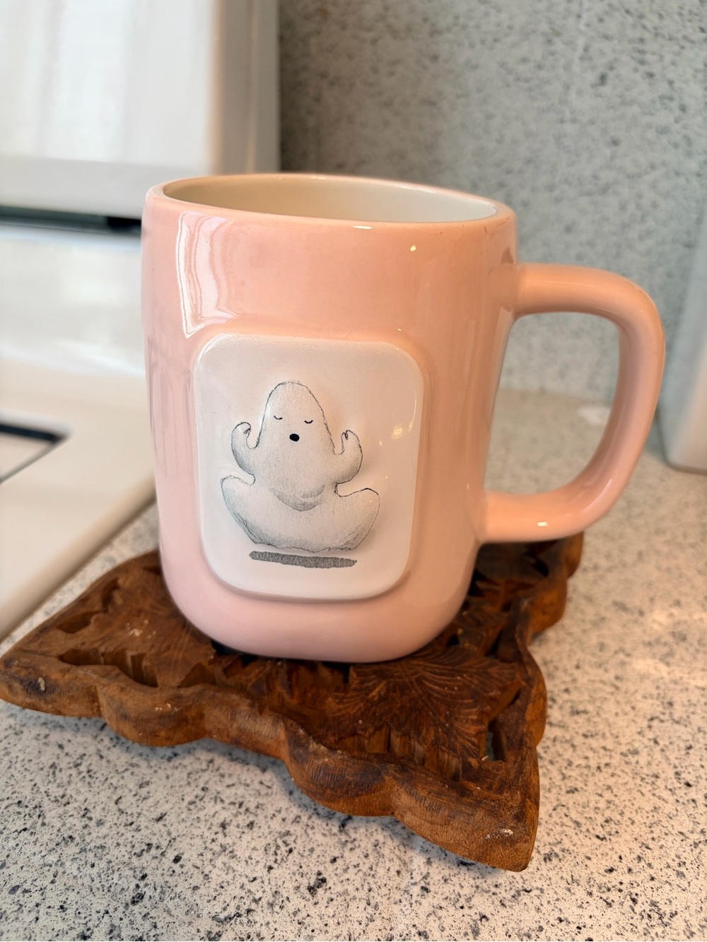 Rae Dunn Nama'stay Ghostly Pink Ceramic Mug